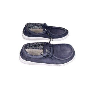 Hey Dude Wally Navy Lightweight Slip On Casual Comfort Shoes Youth Size 3